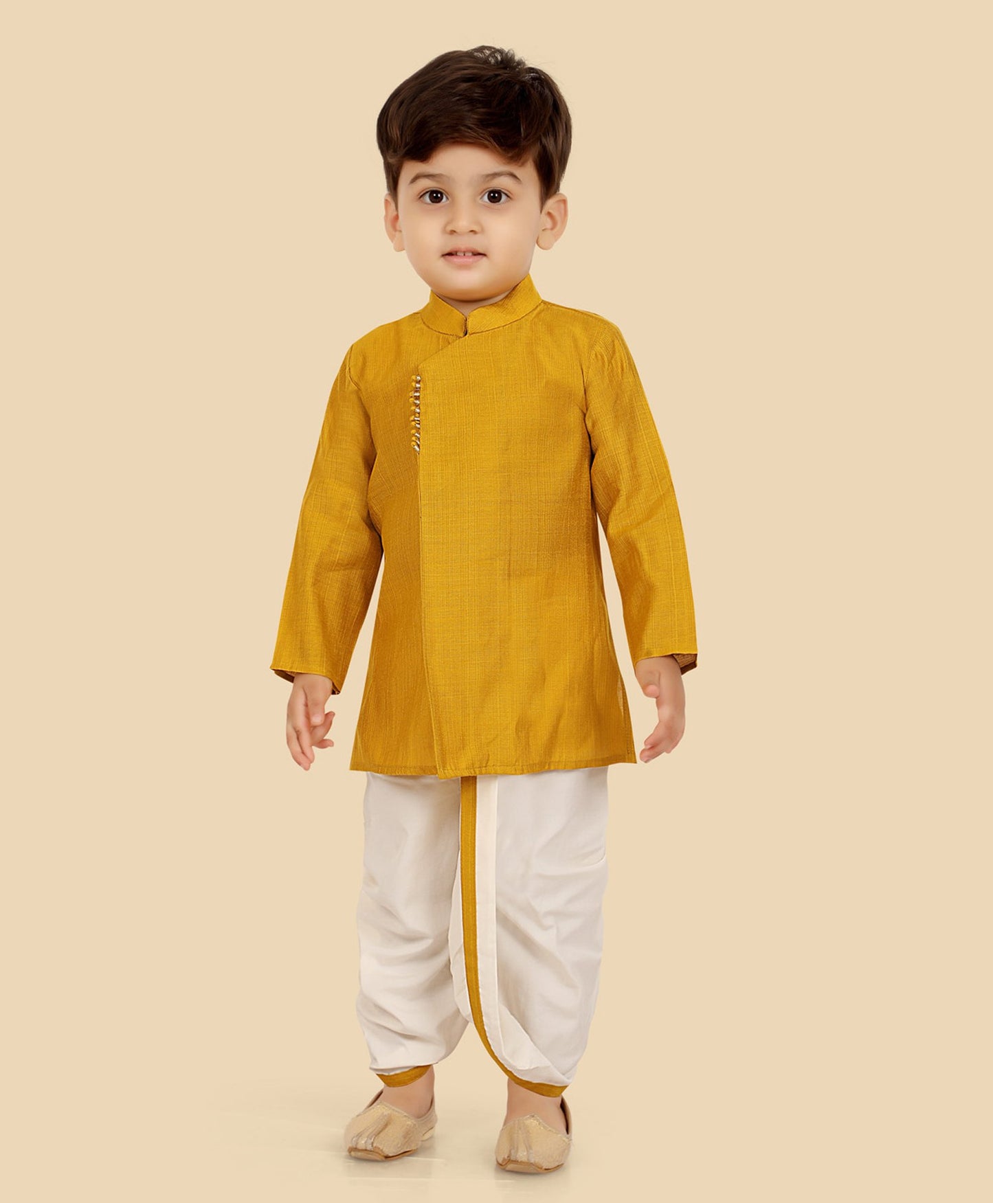 Cotton Silk Woven Full Sleeves Solid Coordinating Dhoti Kurta Set