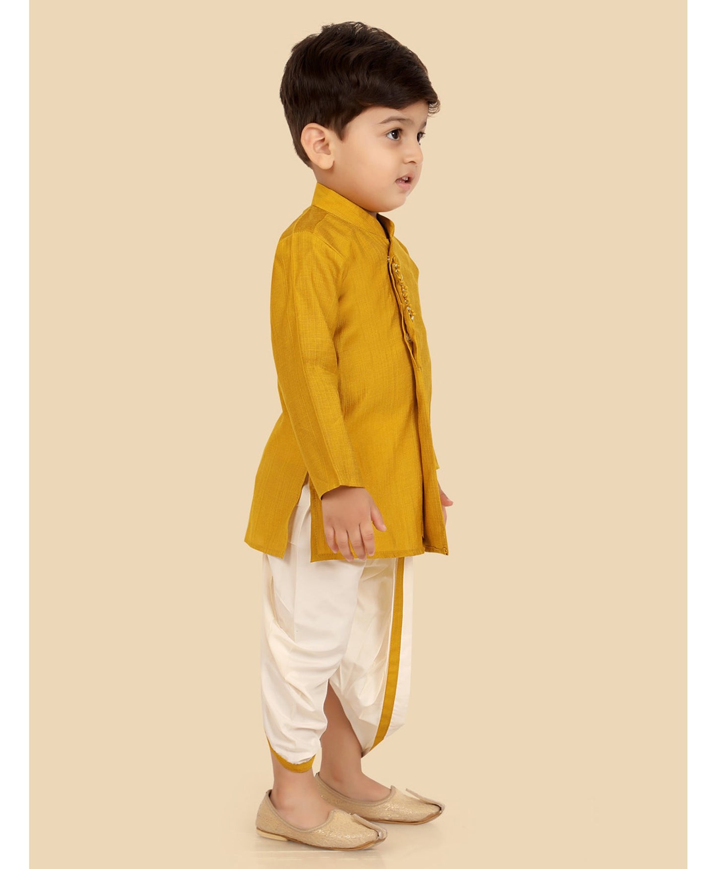 Cotton Silk Woven Full Sleeves Solid Coordinating Dhoti Kurta Set