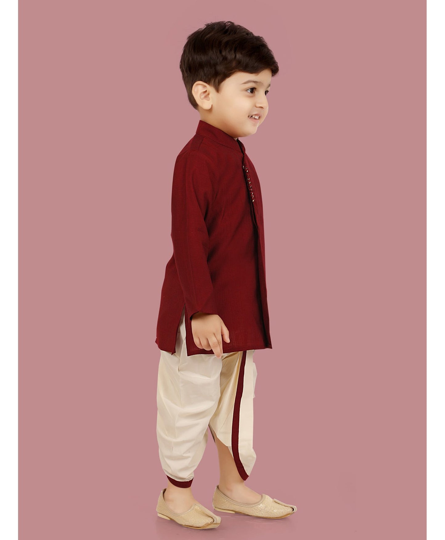 Cotton Silk Woven Full Sleeves Solid Coordinating Dhoti Kurta Set