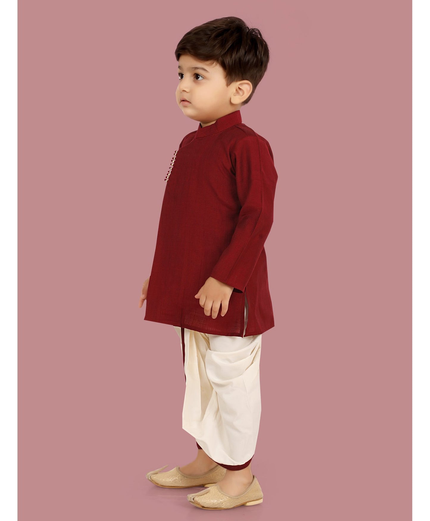 Cotton Silk Woven Full Sleeves Solid Coordinating Dhoti Kurta Set
