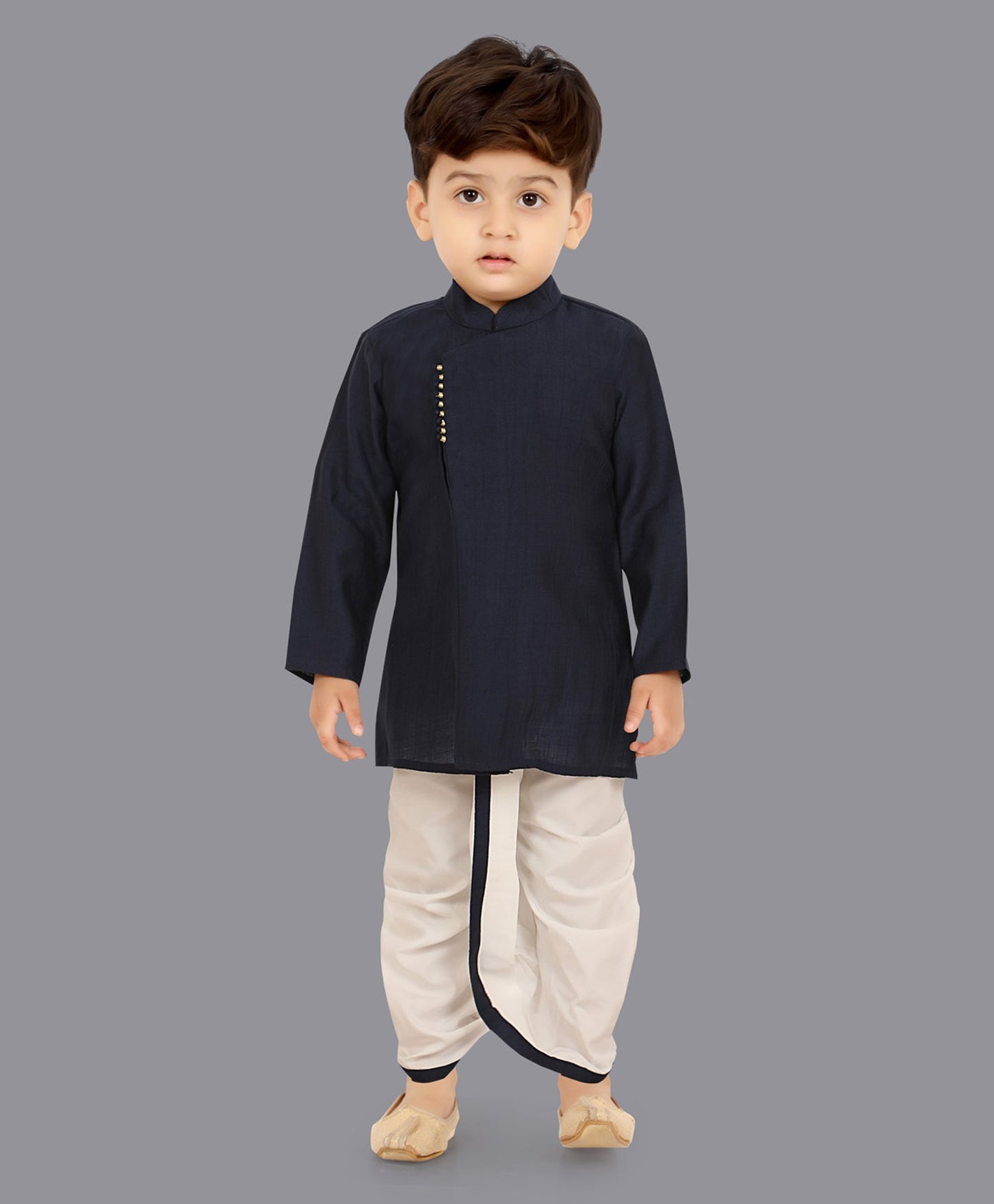 Cotton Silk Woven Full Sleeves Solid Coordinating Dhoti Kurta Set