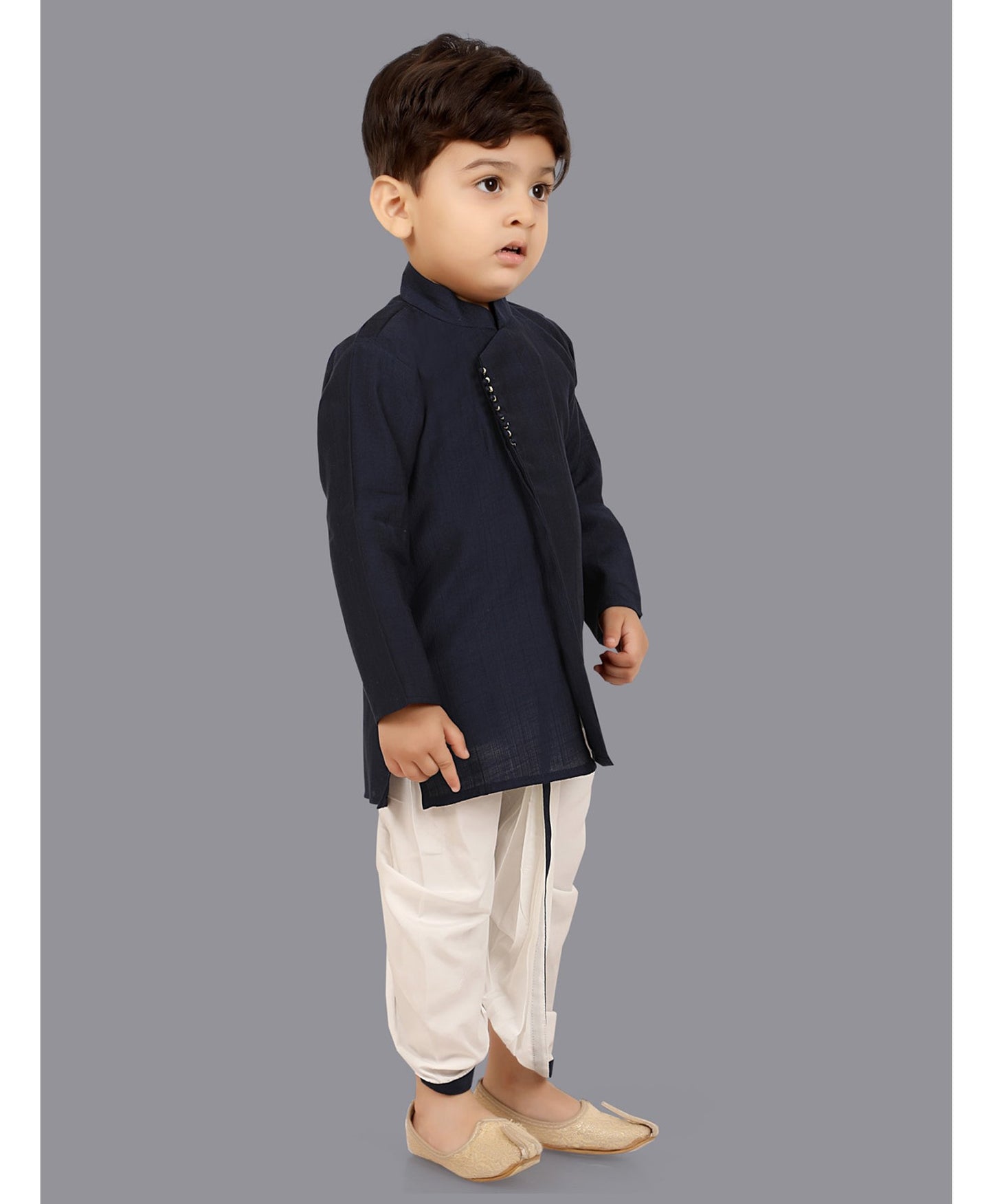 Cotton Silk Woven Full Sleeves Solid Coordinating Dhoti Kurta Set