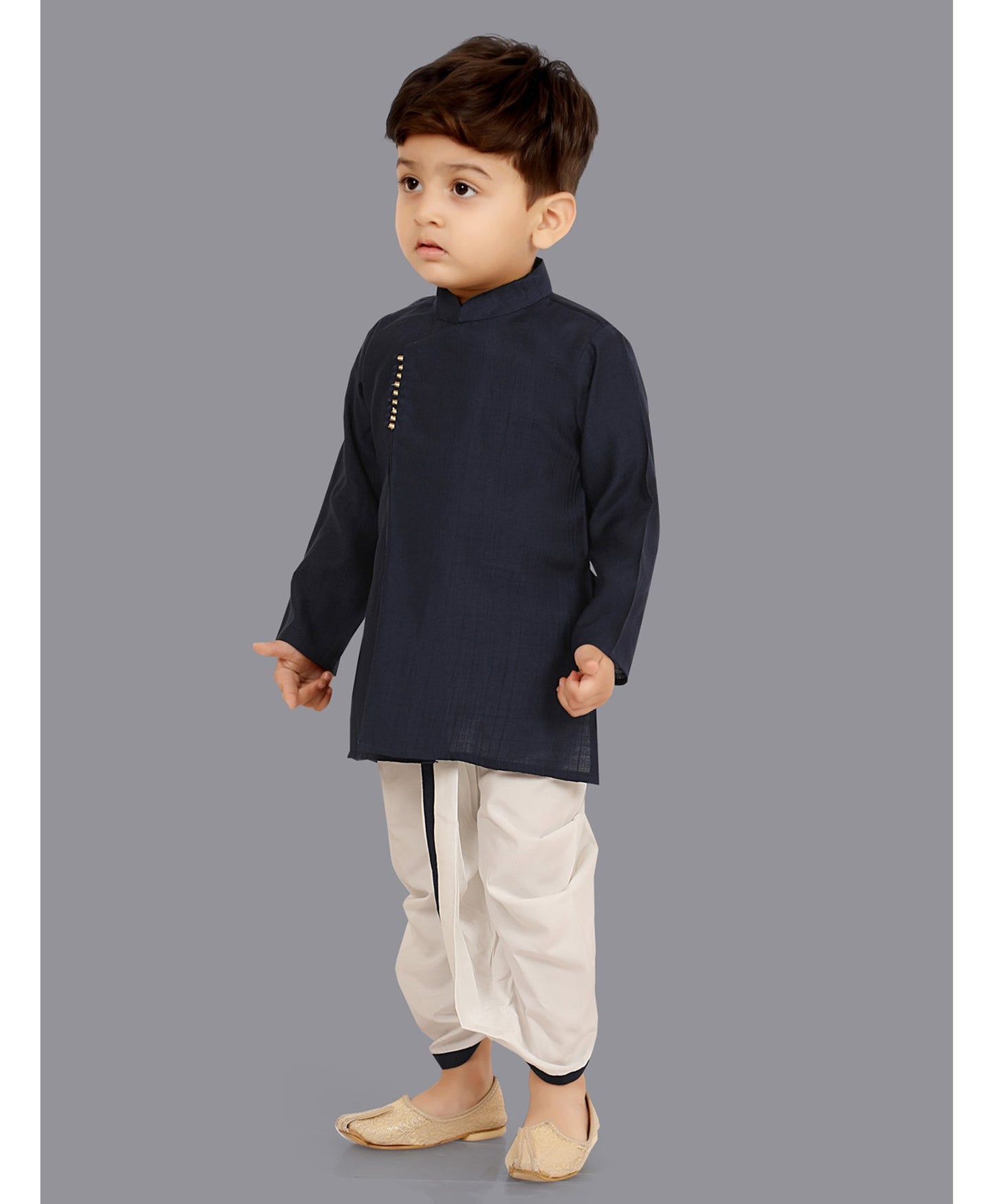 Cotton Silk Woven Full Sleeves Solid Coordinating Dhoti Kurta Set