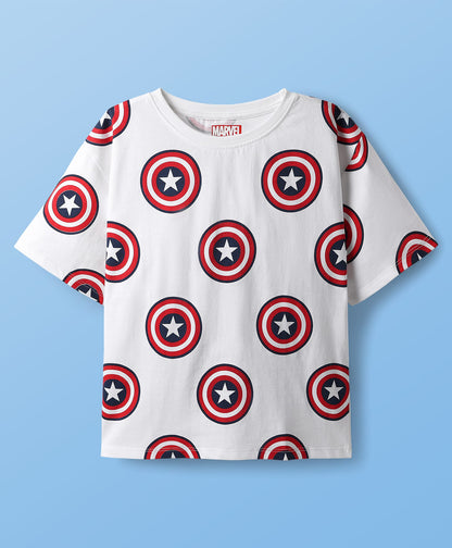 Single Jersey Knit Half Sleeve Oversize Drop Shoulder T-Shirts with Avengers Graphics Pack of 3 - Red & White