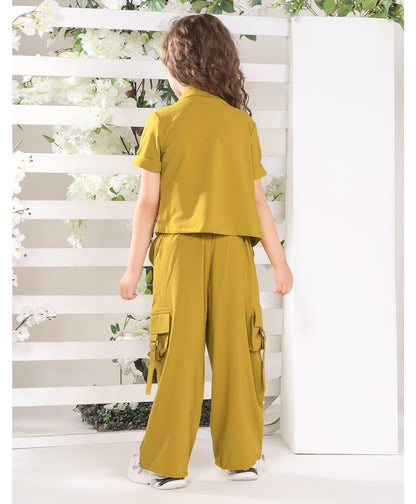 Cotton Silk Love Text Embroidered Top & Pant With Half Sleeves Jacket Set