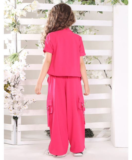 Cotton Silk Love Text Embroidered Top & Pant With Half Sleeves Jacket Set
