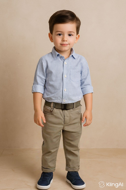 Kids Slim-Fit Green Pants with Belt