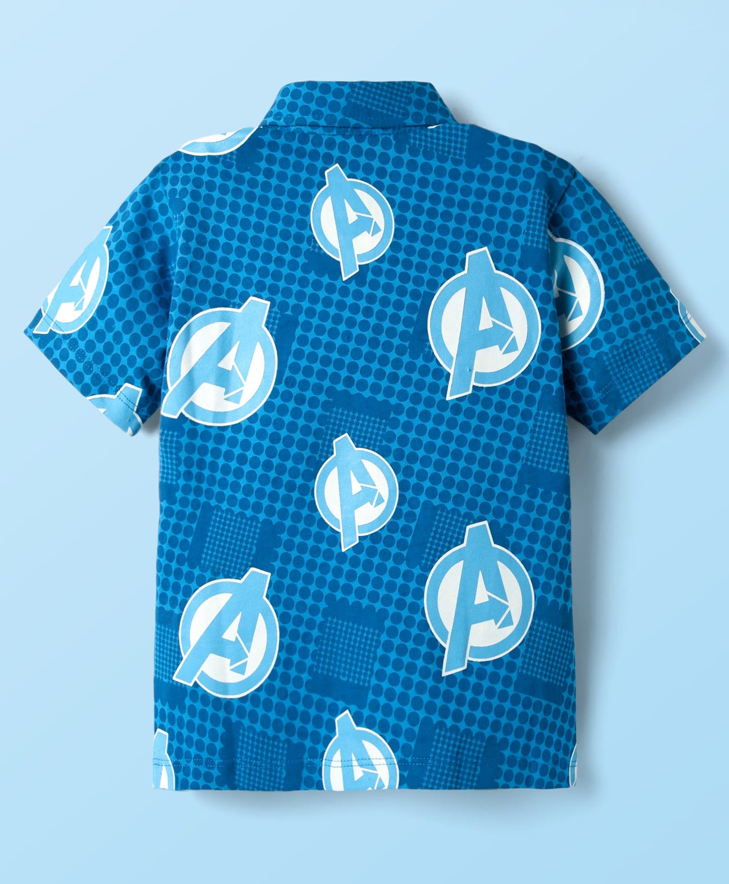 Single Jersey Knit Half Sleeves Shirt & Shorts Co-Ord Set With Avengers Graphics & T-Shirt - Blue