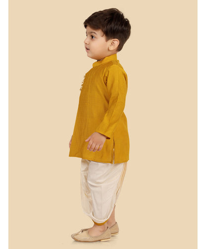 Cotton Silk Woven Full Sleeves Solid Coordinating Dhoti Kurta Set