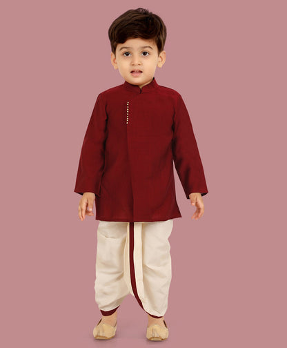 Cotton Silk Woven Full Sleeves Solid Coordinating Dhoti Kurta Set