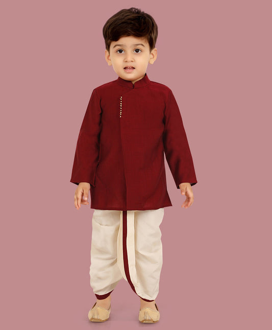 Cotton Silk Woven Full Sleeves Solid Coordinating Dhoti Kurta Set