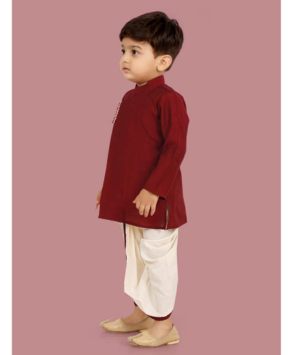 Cotton Silk Woven Full Sleeves Solid Coordinating Dhoti Kurta Set